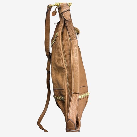 Coach Park Pyramid Studded Leather Hobo Shoulder Bag Tan Brown Large Tote - Picture 8 of 16